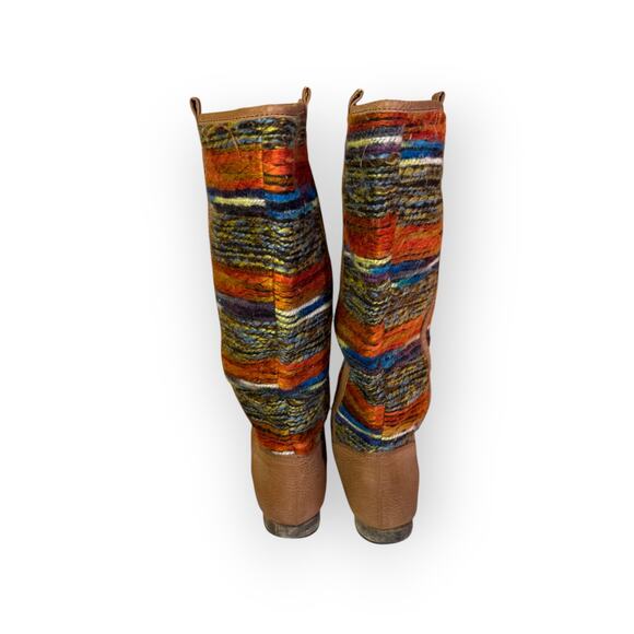 Vintage-Inspired Tall Leather & Woven Boots | Southwestern Boho Style | Size 8 - Picture 5 of 6